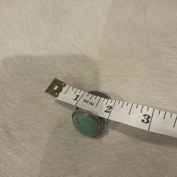Vintage Native American Southwestern turquoise silver large ring - Picture 11 of 16